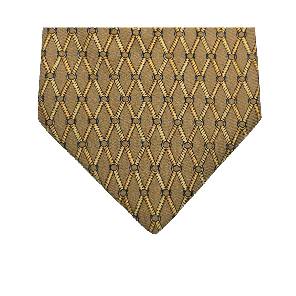 BROOKS BROTHERS Makers Yellow Pure Silk Tie Equestrian Pattern - Picture 4 of 8